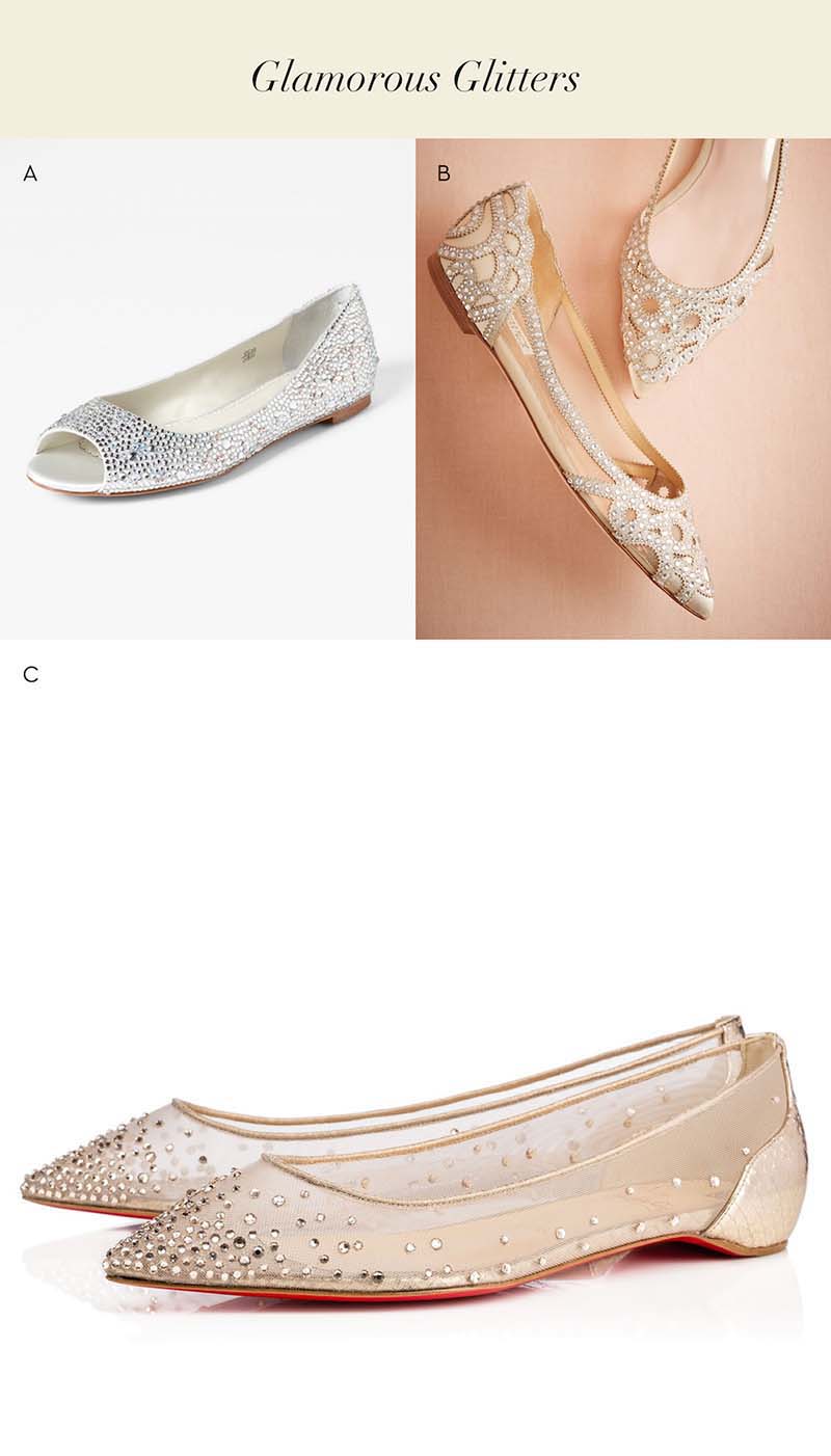 Elegant flat hot sale wedding shoes