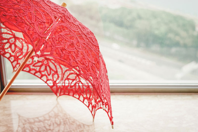 red wedding umbrella