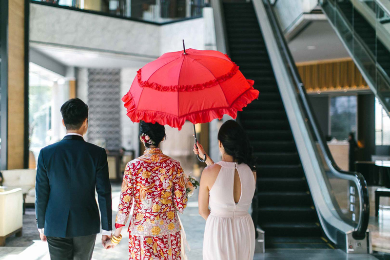 red wedding umbrella